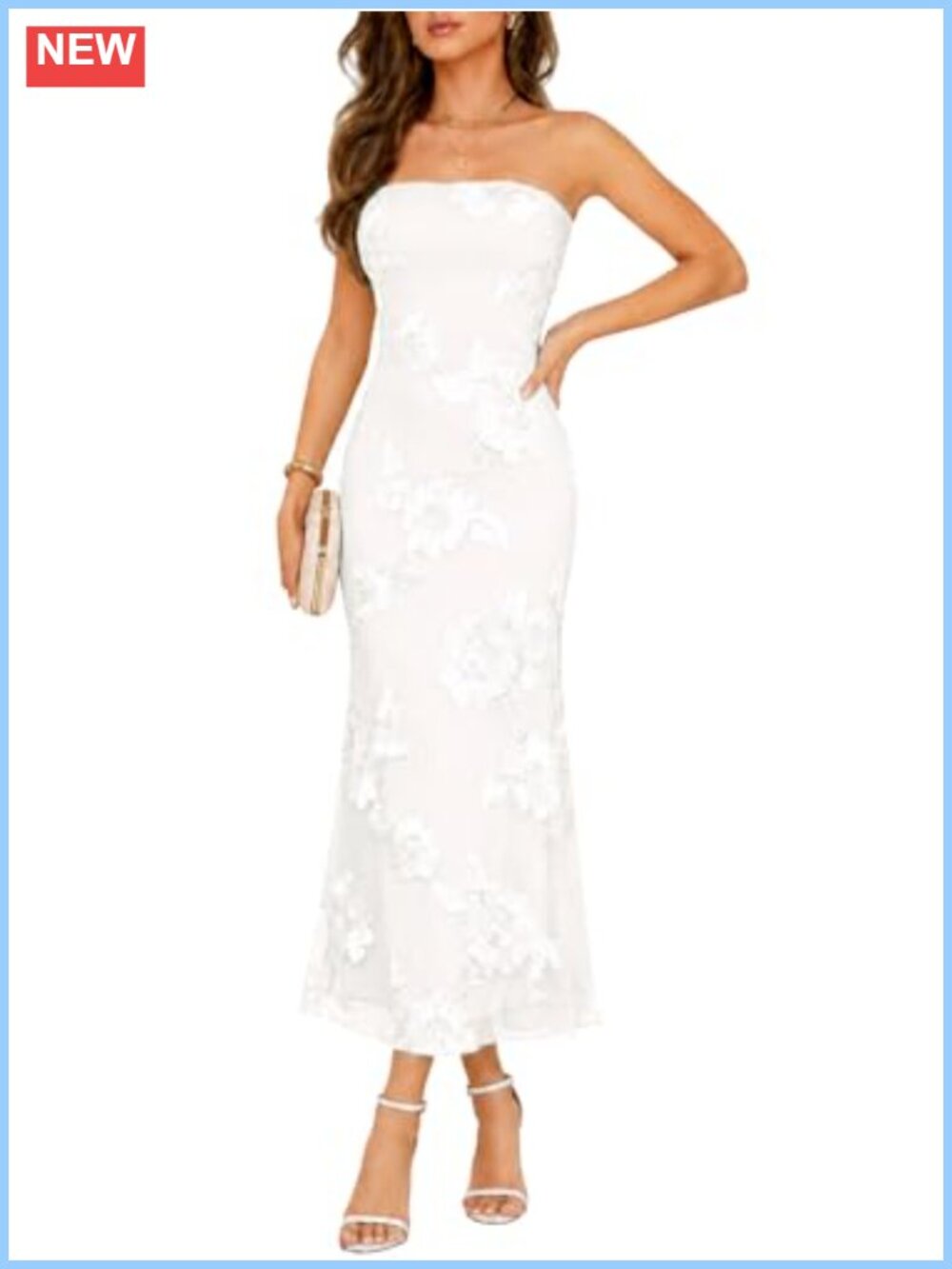 Strapless Floral Mermaid Maxi Dress Bodycon Formal Wedding Guest Gown